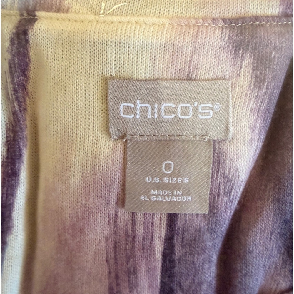 NWT Chico's Women's Abstract Print Tunic Top Purple Blue 3/4 Sleeve Size 0 - Picture 15 of 15